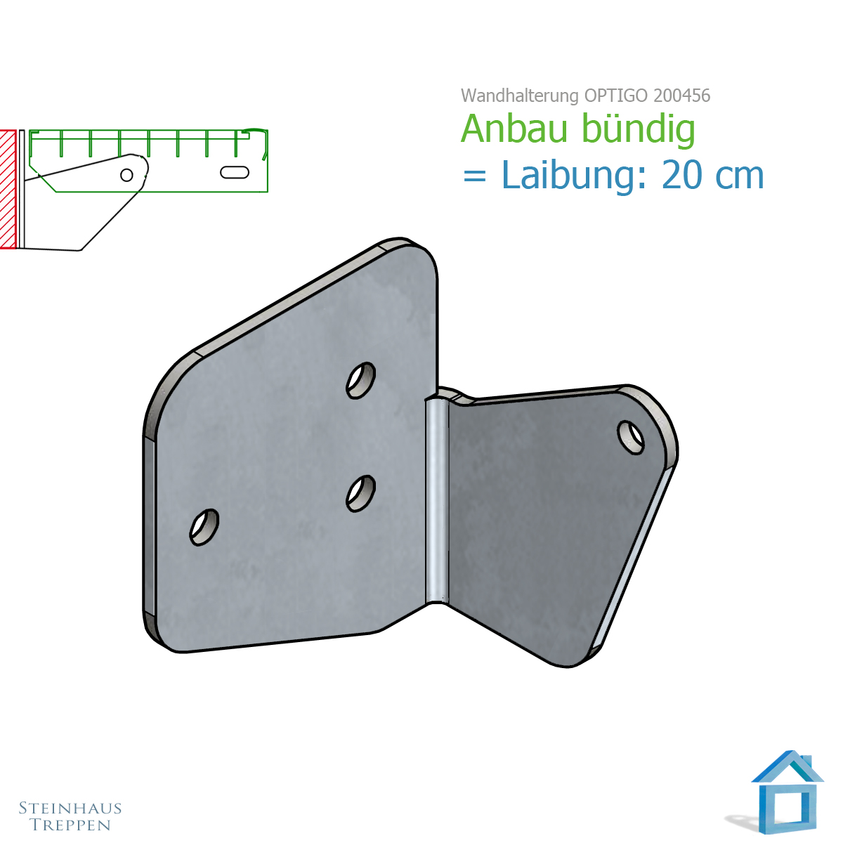 Treppenhalterung Krag & Balken 20 cm