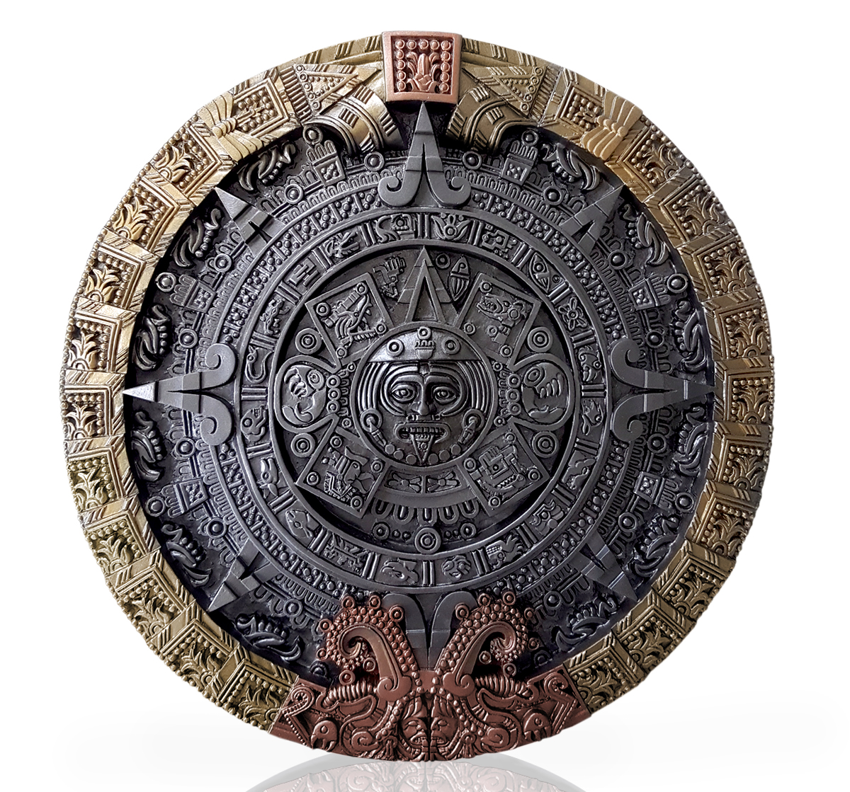 Maya Kalender Steinplatte "Mystischer Glanz" in Metallic-Farben